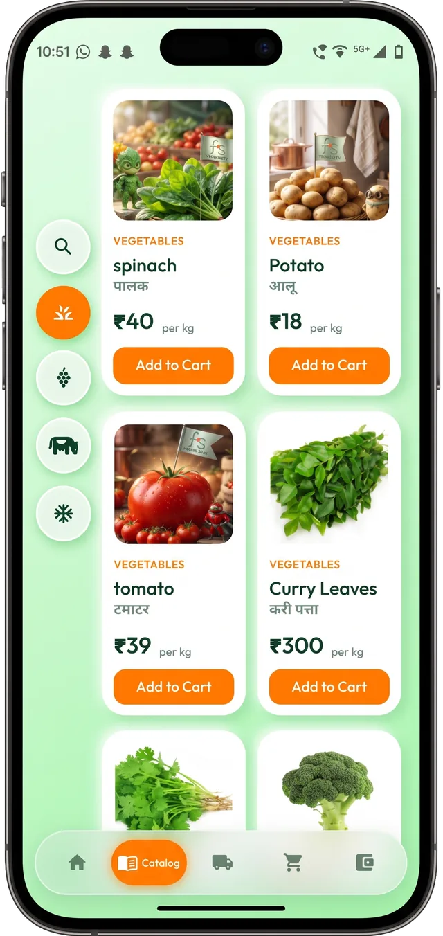 FreshSetu Mobile: catalogue